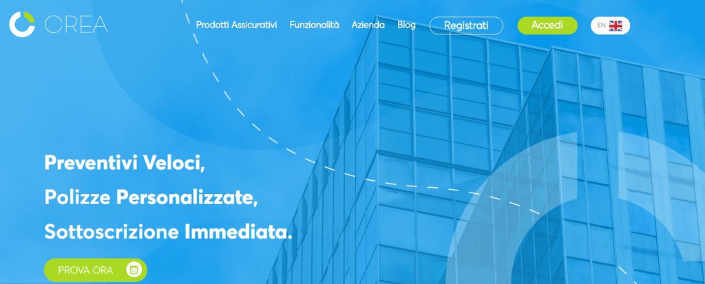 La home page di Crea Assicurazioni